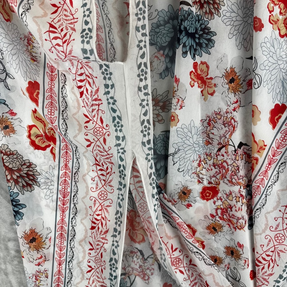 Unbranded Floral Kimono Cover Up Women One Size White Multicolor Draped (1685) - Picture 4 of 8